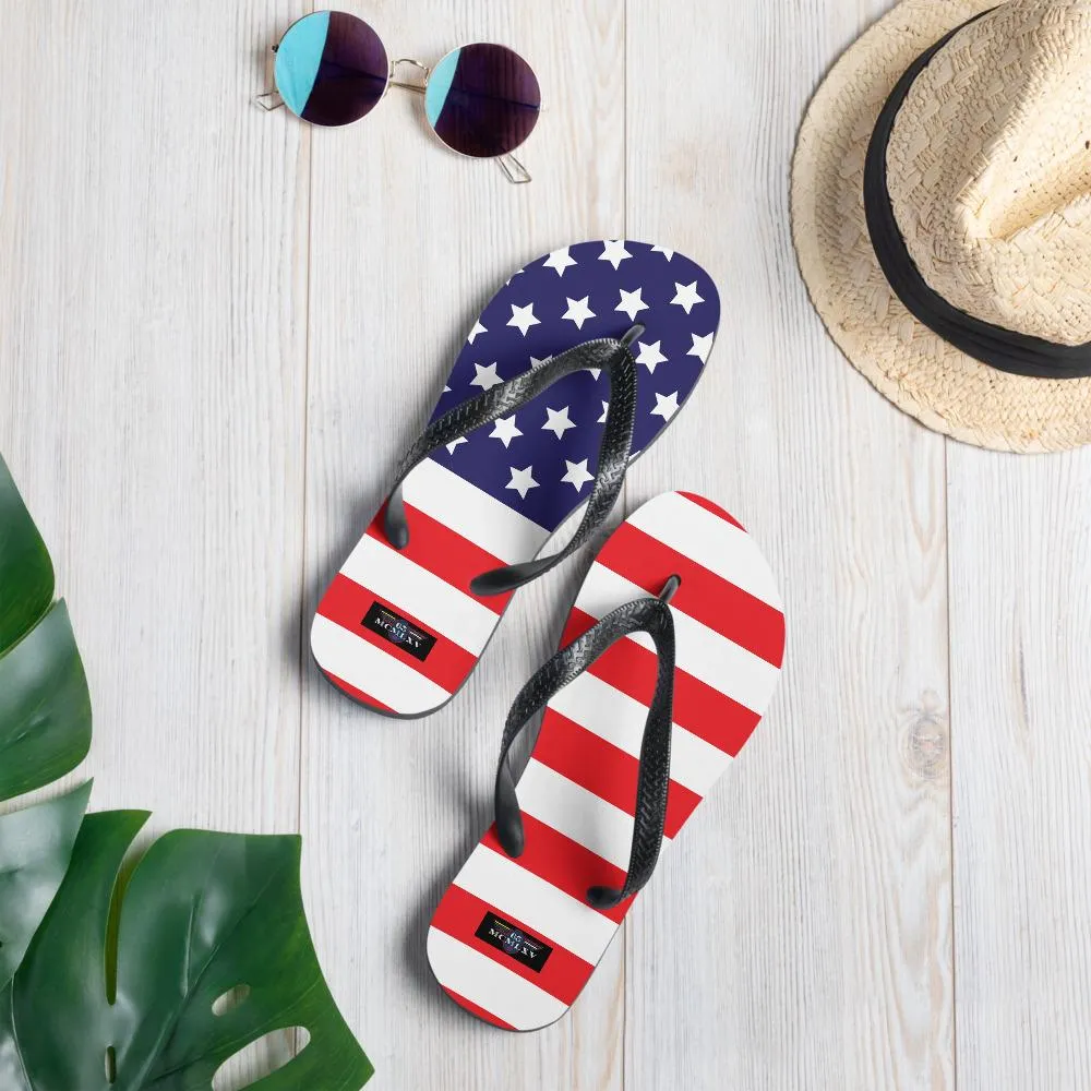65 MCMLXV Unisex USA Flag Print Flip-Flops