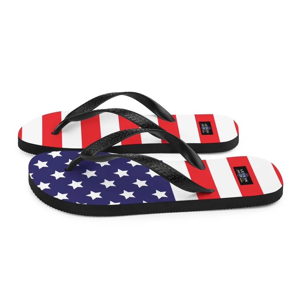 65 MCMLXV Unisex USA Flag Print Flip-Flops