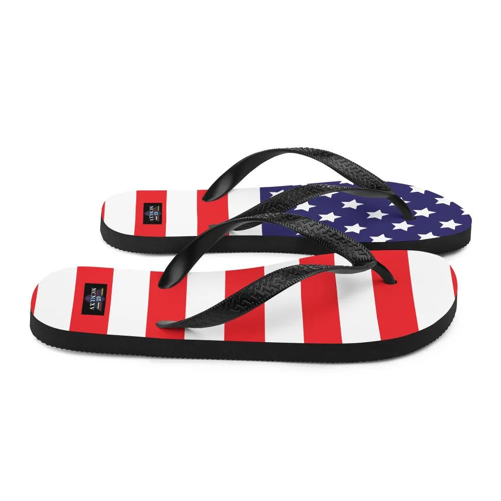 65 MCMLXV Unisex USA Flag Print Flip-Flops