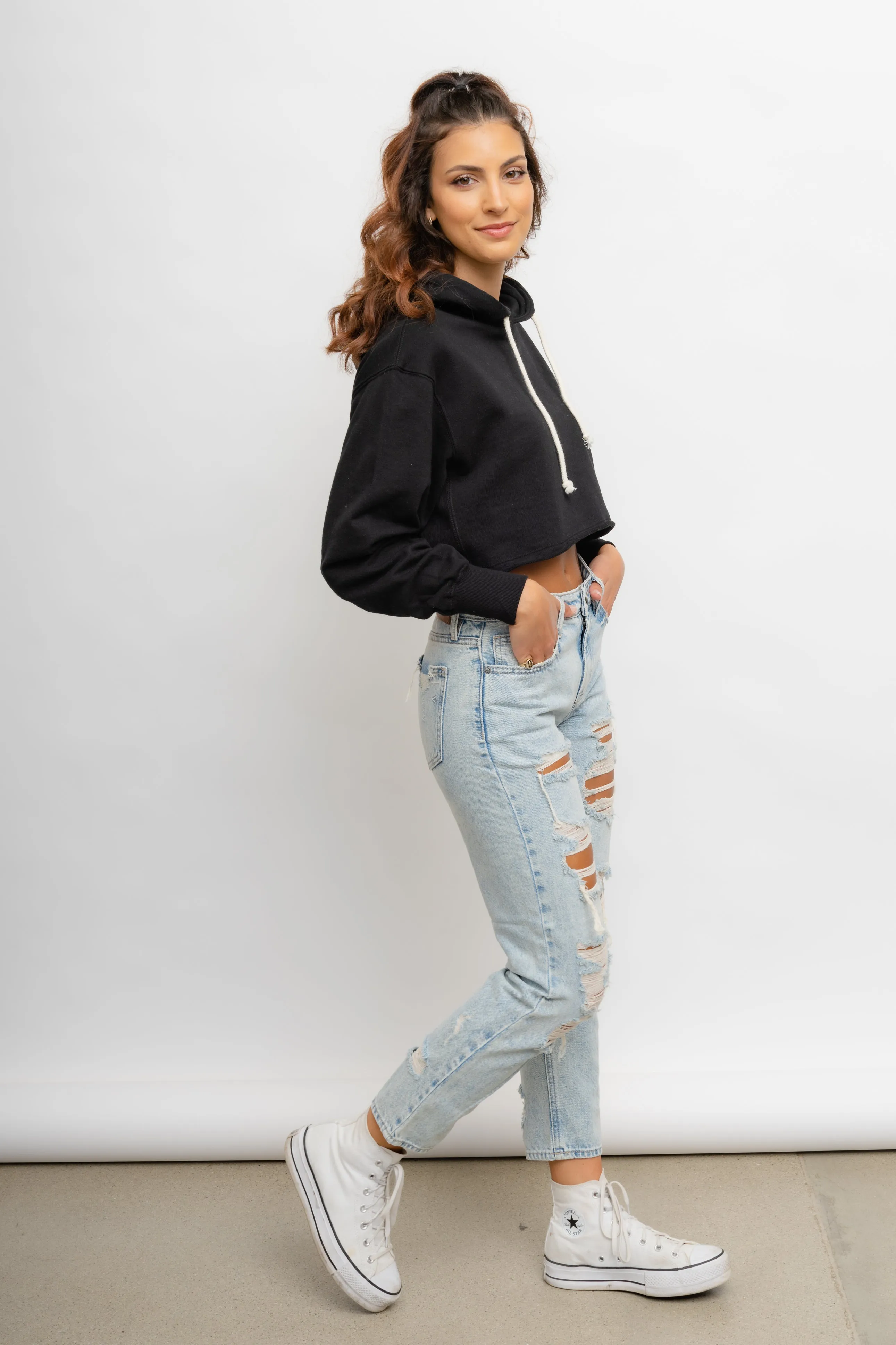 Abby Cotton Hooded Cropped Hoodie