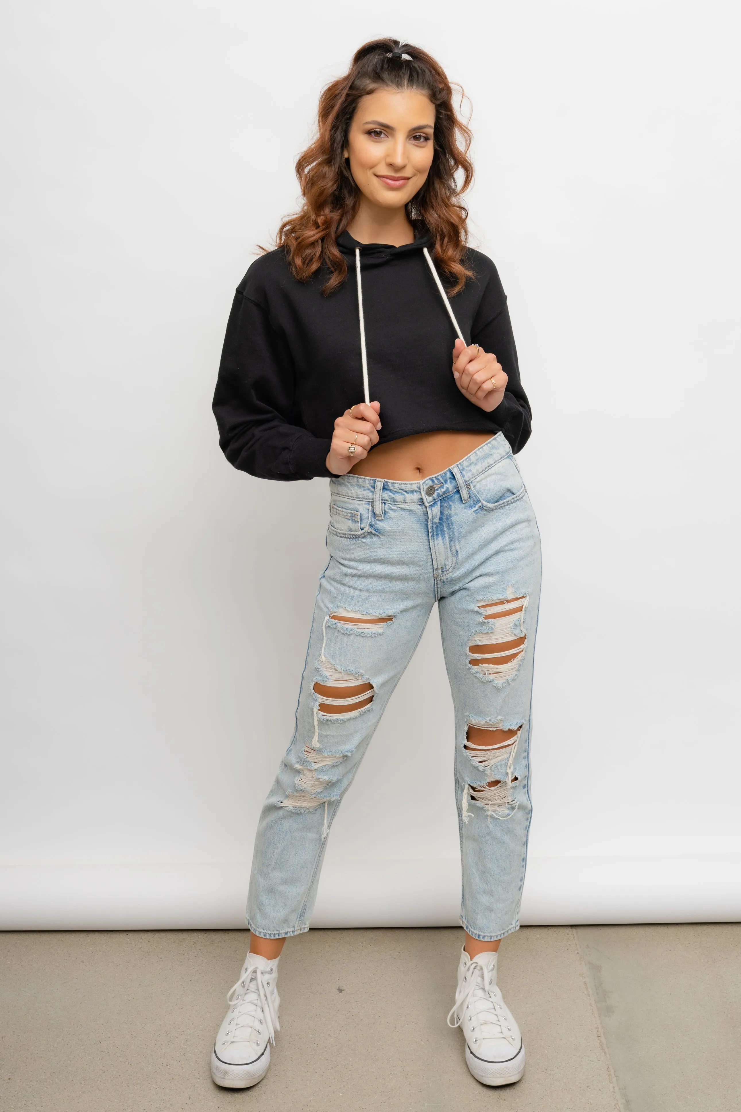 Abby Cotton Hooded Cropped Hoodie