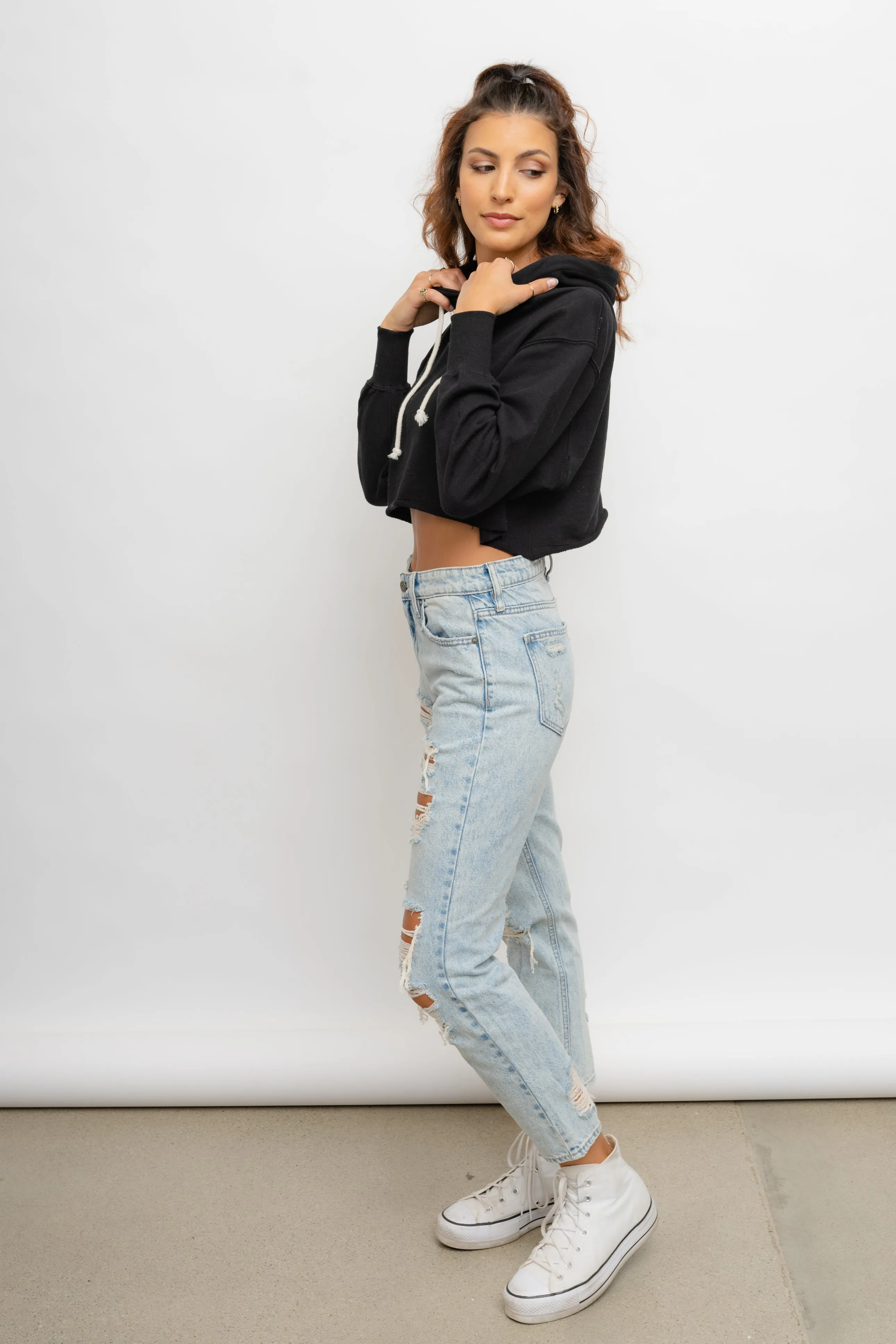 Abby Cotton Hooded Cropped Hoodie