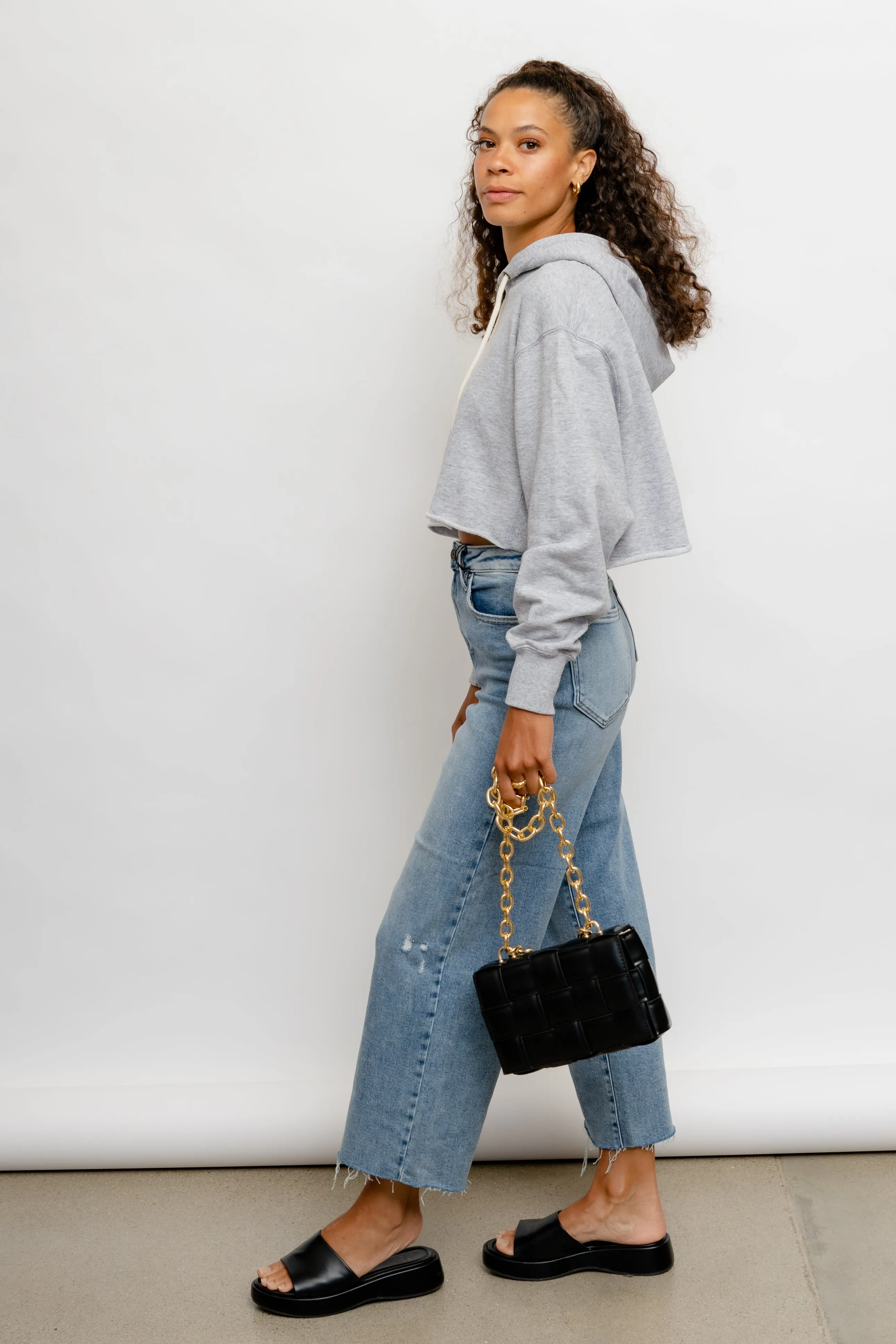 Abby Cotton Hooded Cropped Hoodie