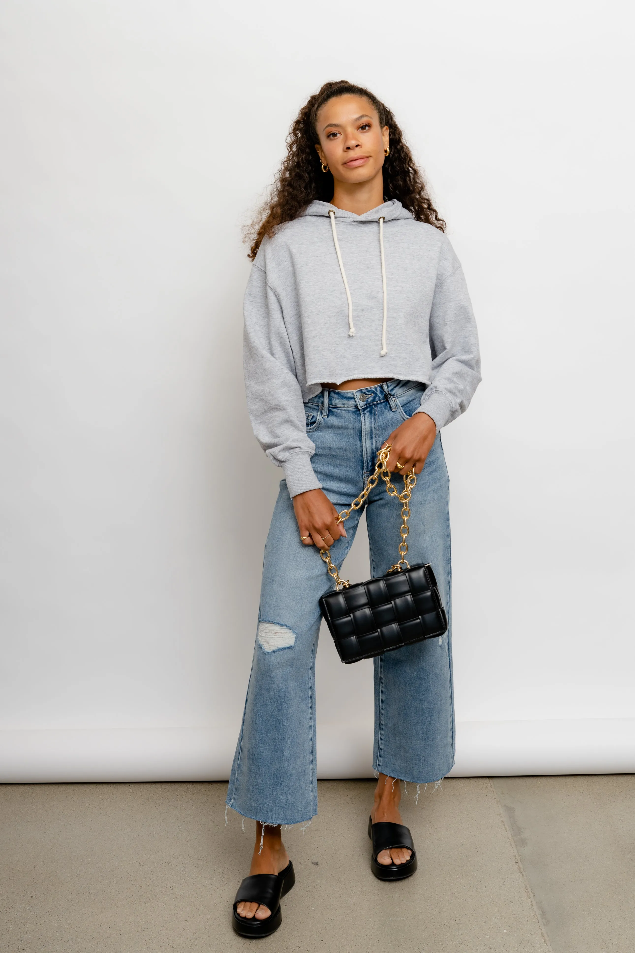 Abby Cotton Hooded Cropped Hoodie