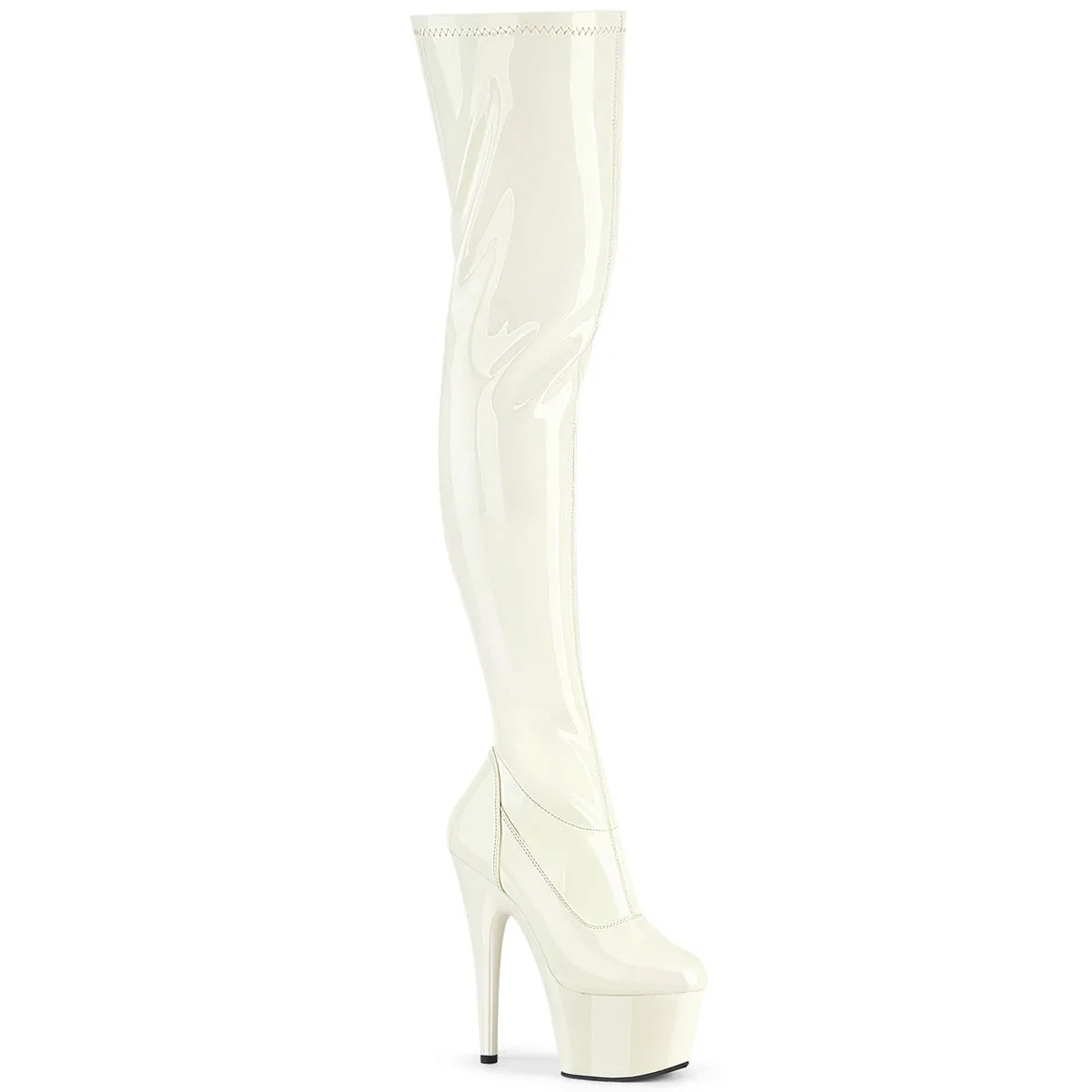ADORE-3000 Pleaser Off White Faux Leather Sexy Platform Shoes (Pole Dancing Heels)