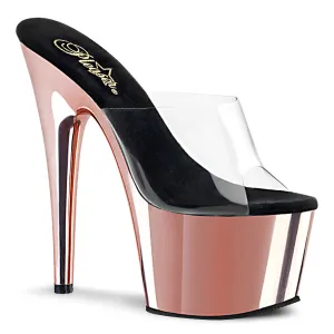 ADORE-701 Pleaser Clear/Rose Gold Chrome Sexy Platform Shoes (Pole Dancing Heels)