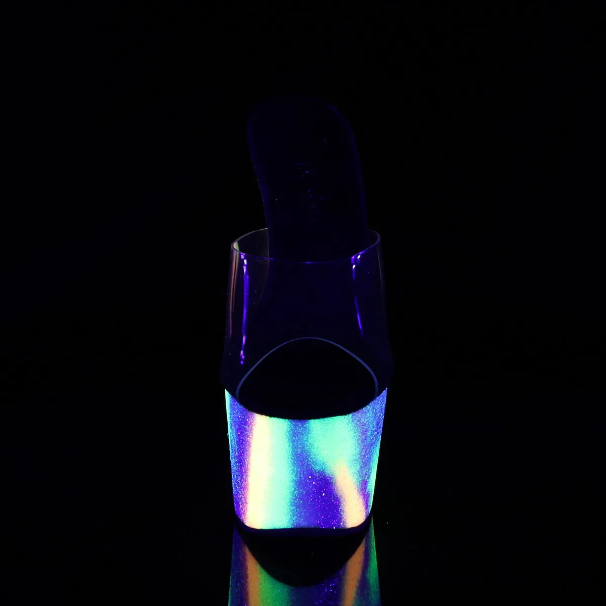 ADORE-701GXY Pleaser Clear/Neon Galaxy Mini Glitter Sexy Platform Shoes (Pole Dancing Heels)
