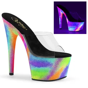 ADORE-701GXY Pleaser Clear/Neon Galaxy Mini Glitter Sexy Platform Shoes (Pole Dancing Heels)