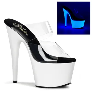ADORE-702UV Pleaser Clear/Neon White Sexy Platform Shoes (Pole Dancing Heels)