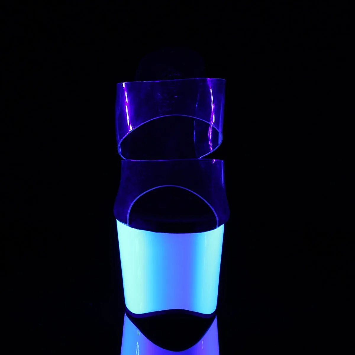 ADORE-702UV Pleaser Clear/Neon White Sexy Platform Shoes (Pole Dancing Heels)