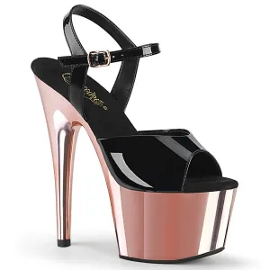 ADORE-709 Pleaser Black/Rose Gold Chrome Sexy Platform Shoes (Pole Dancing Heels)
