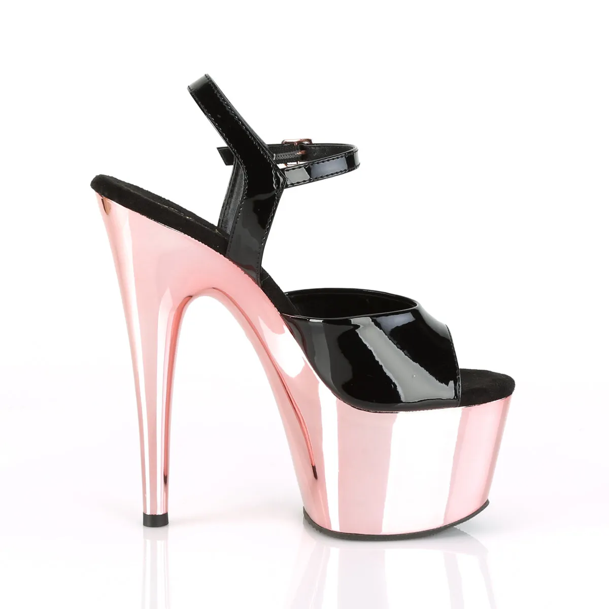 ADORE-709 Pleaser Black/Rose Gold Chrome Sexy Platform Shoes (Pole Dancing Heels)