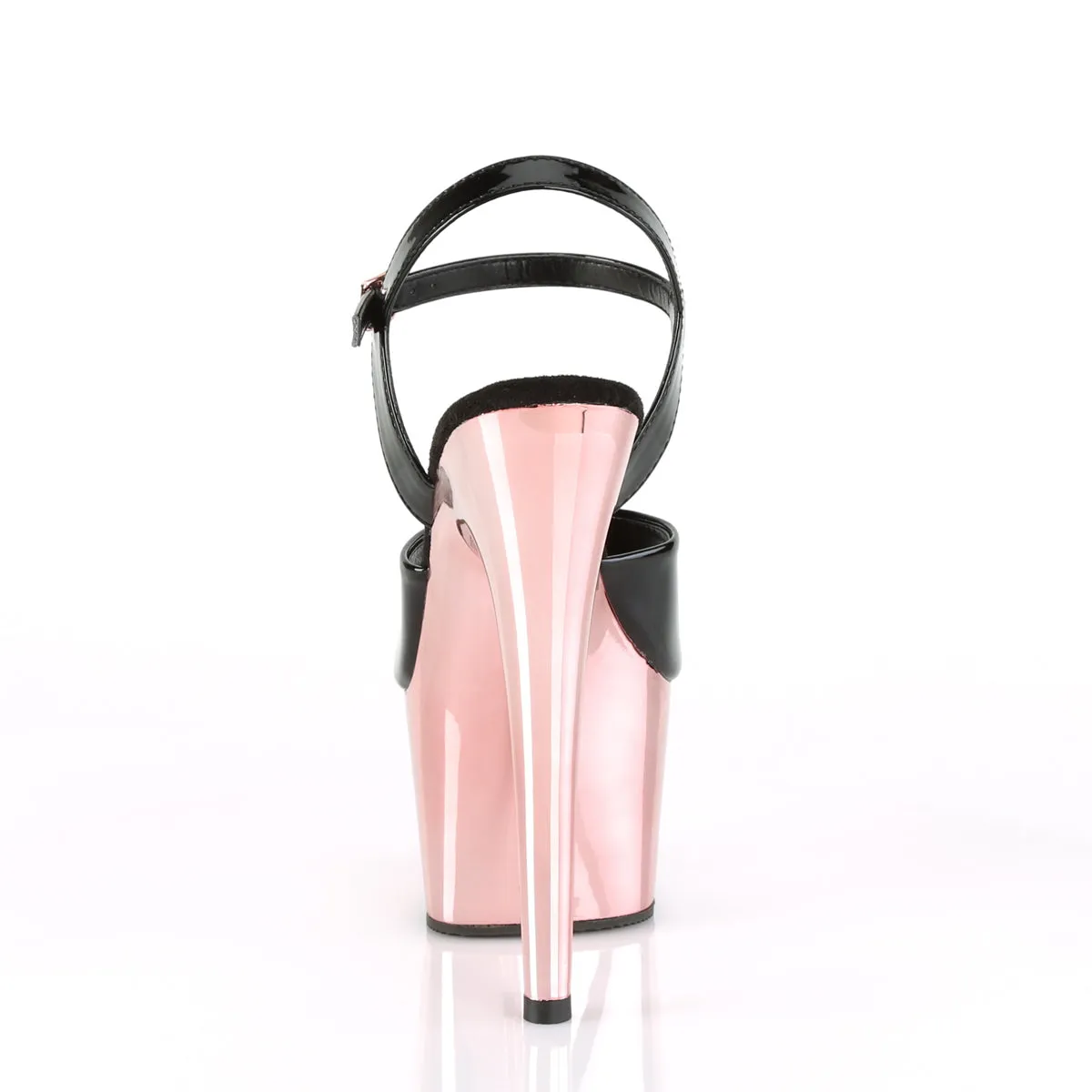 ADORE-709 Pleaser Black/Rose Gold Chrome Sexy Platform Shoes (Pole Dancing Heels)