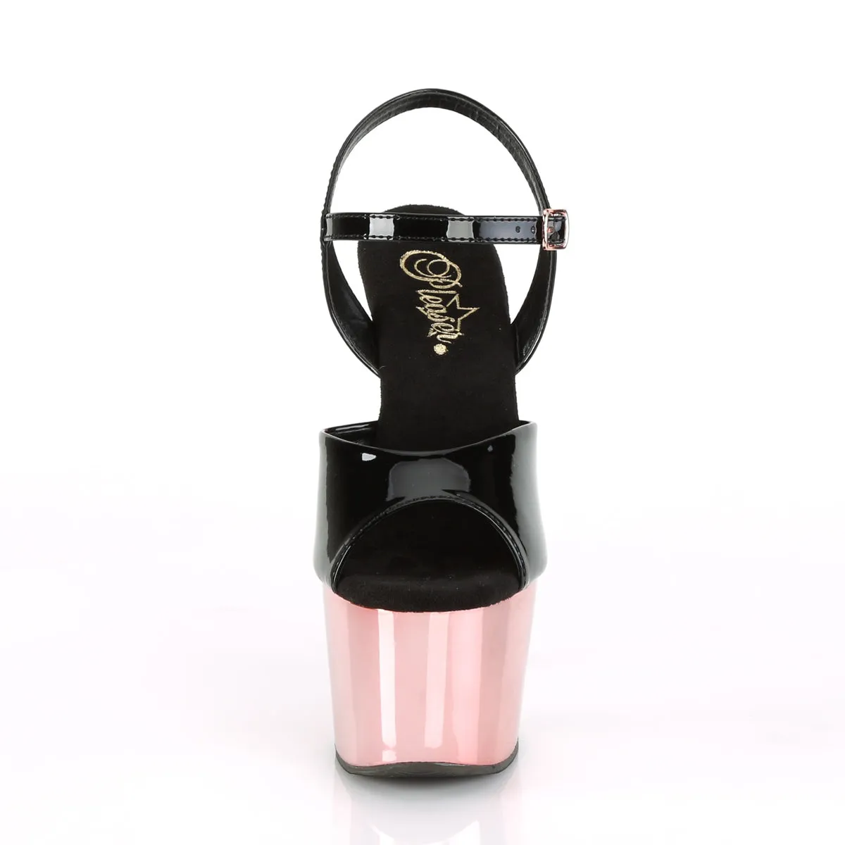 ADORE-709 Pleaser Black/Rose Gold Chrome Sexy Platform Shoes (Pole Dancing Heels)