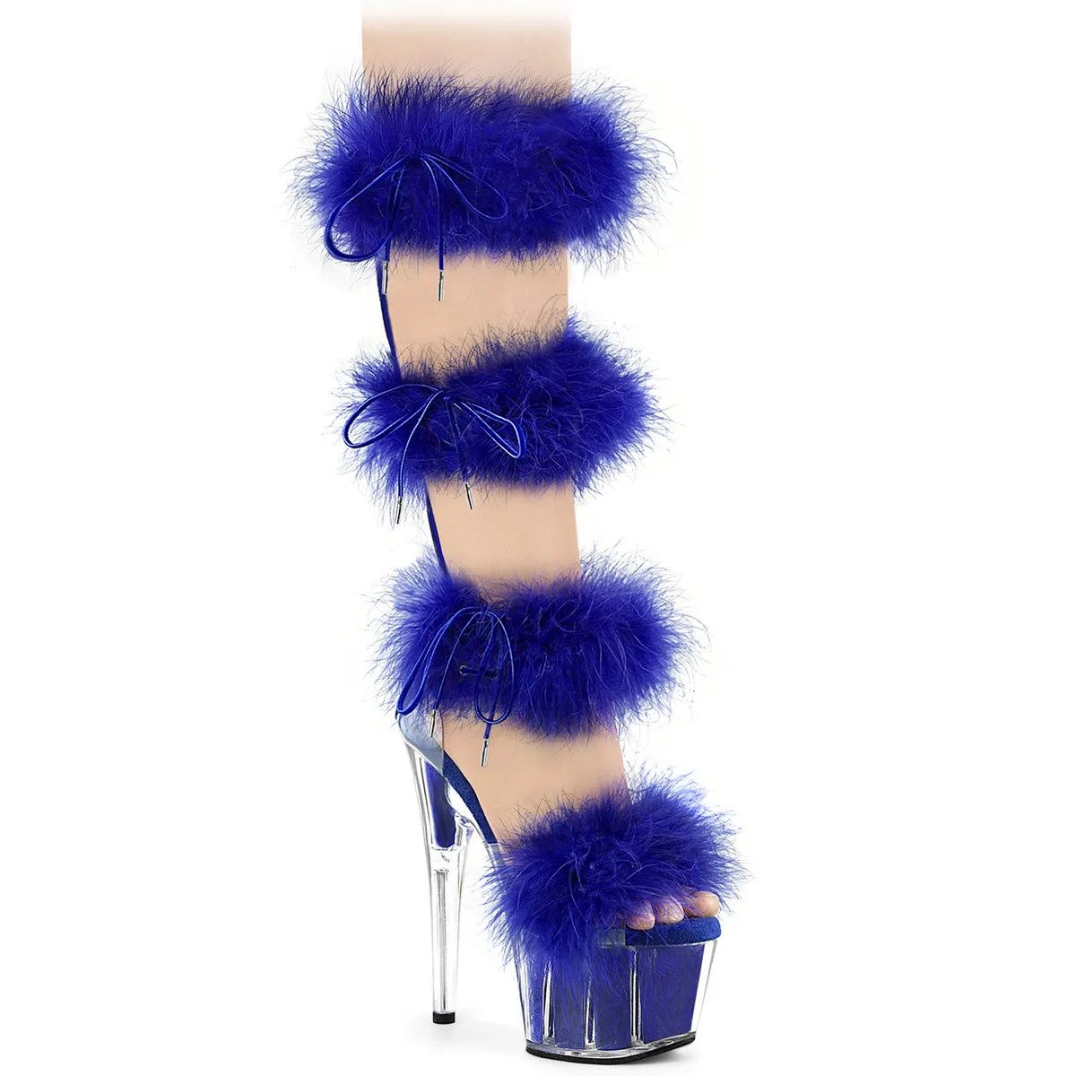 ADORE-728F Pleaser Clear/Royal Blue Sexy Platform Shoes (Pole Dancing Heels)