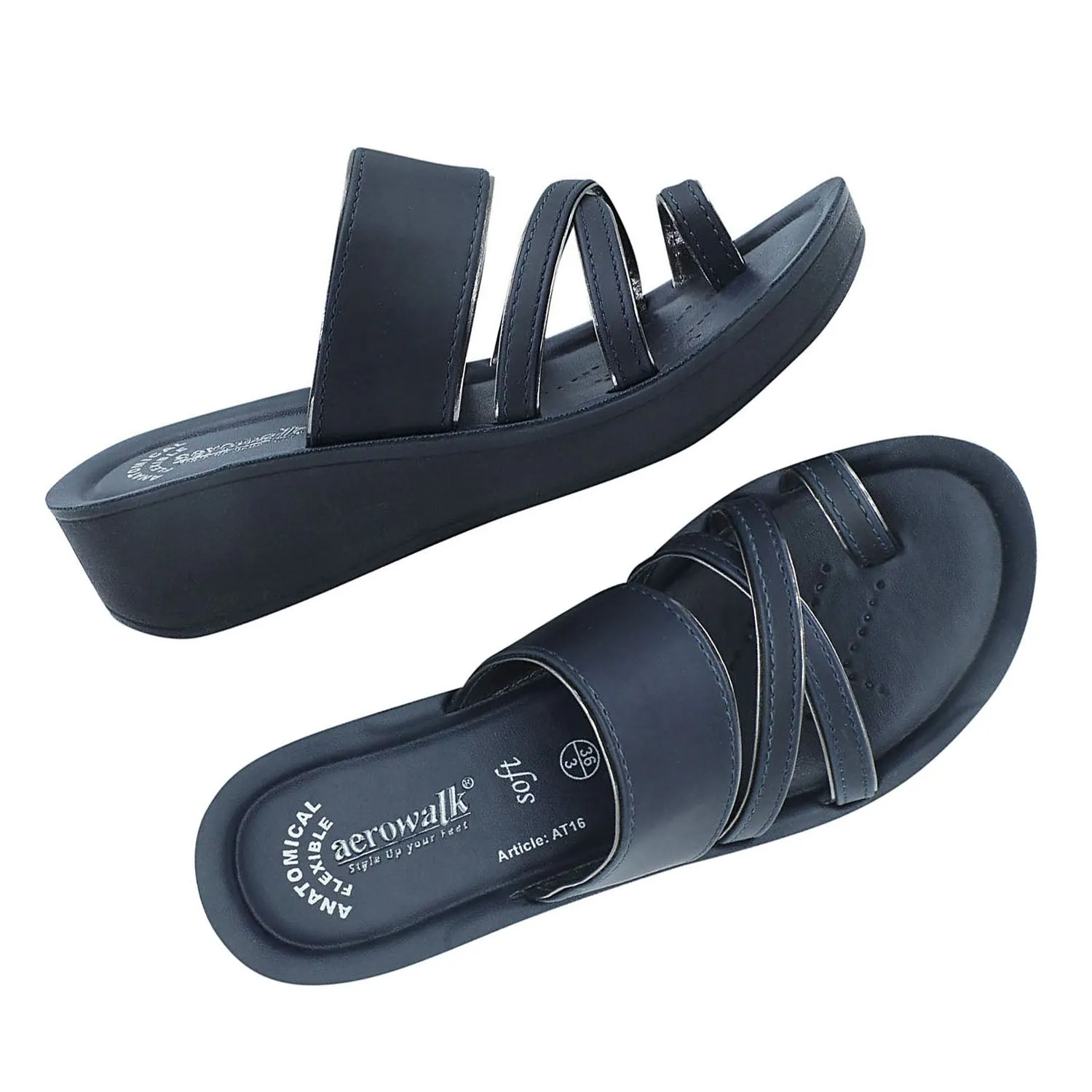 AEROWALK WOMEN NAVY BLUE TOE RING SANDAL WITH SLIP-ON CLOSURE (AT16_N.BLUE)