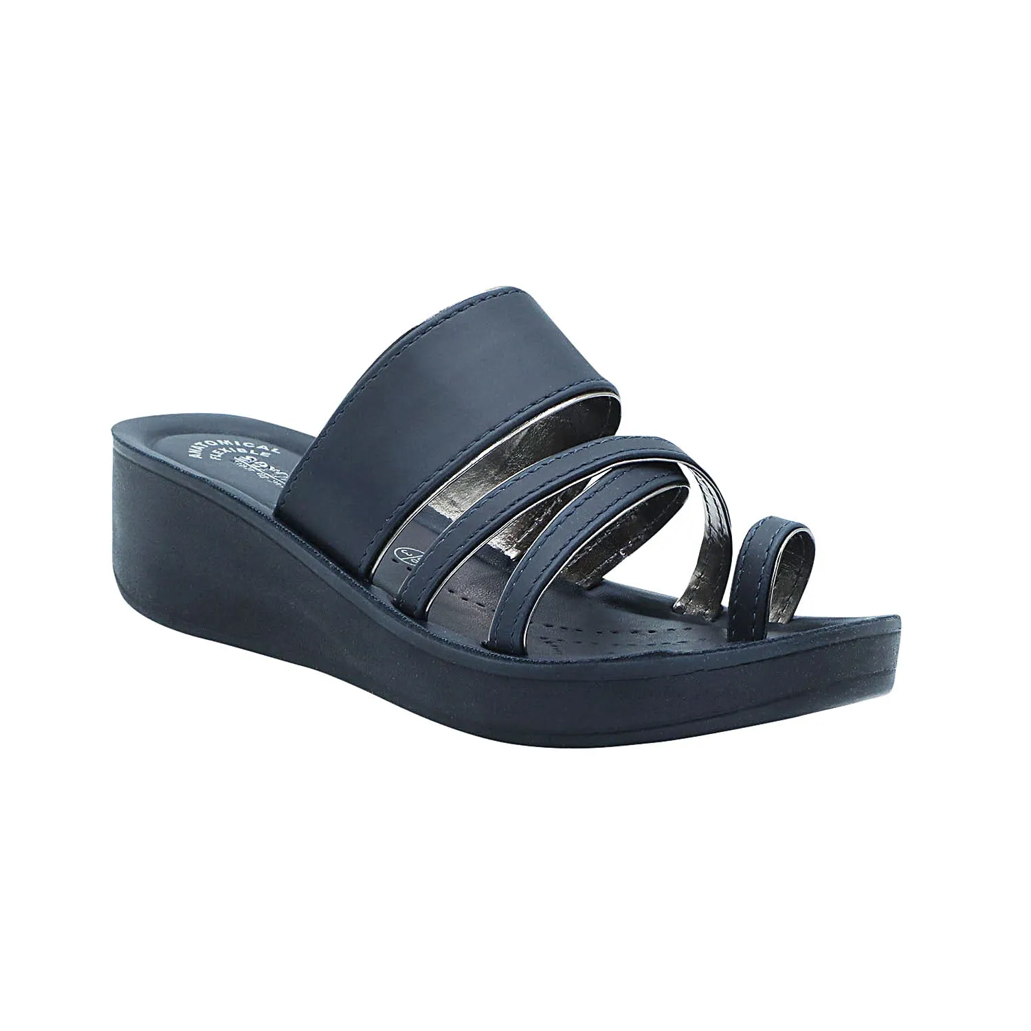 AEROWALK WOMEN NAVY BLUE TOE RING SANDAL WITH SLIP-ON CLOSURE (AT16_N.BLUE)