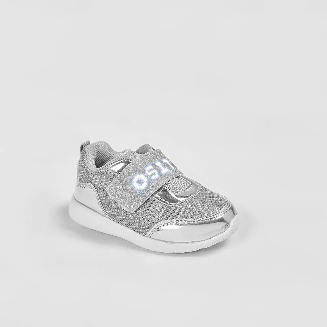 Baby's Silver Sneakers with Led Lights