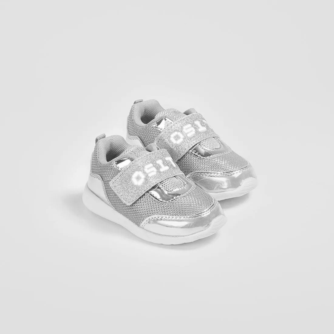 Baby's Silver Sneakers with Led Lights