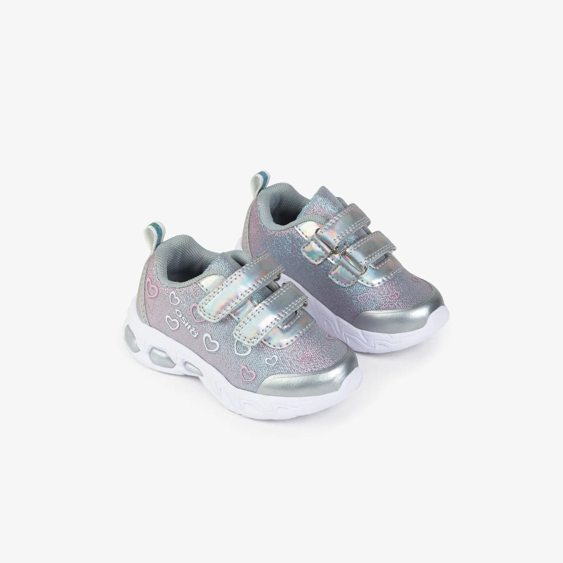 Baby's Silver Sneakers with Lights