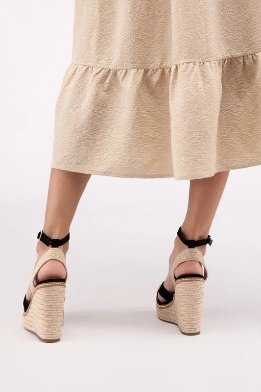 Bastet Ankle Strap Espadrille High Heel Wedge Sandals