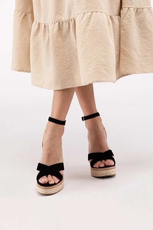 Bastet Ankle Strap Espadrille High Heel Wedge Sandals