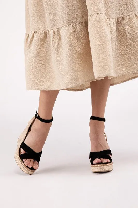 Bastet Ankle Strap Espadrille High Heel Wedge Sandals
