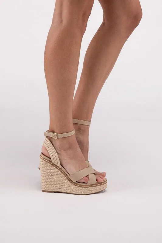 Bastet Ankle Strap Espadrille High Heel Wedge Sandals