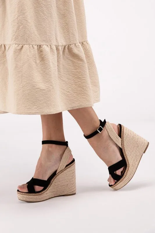 Bastet Ankle Strap Espadrille High Heel Wedge Sandals