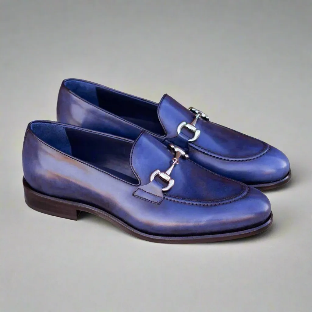Bit Loafer in Denim Patina Box Calf