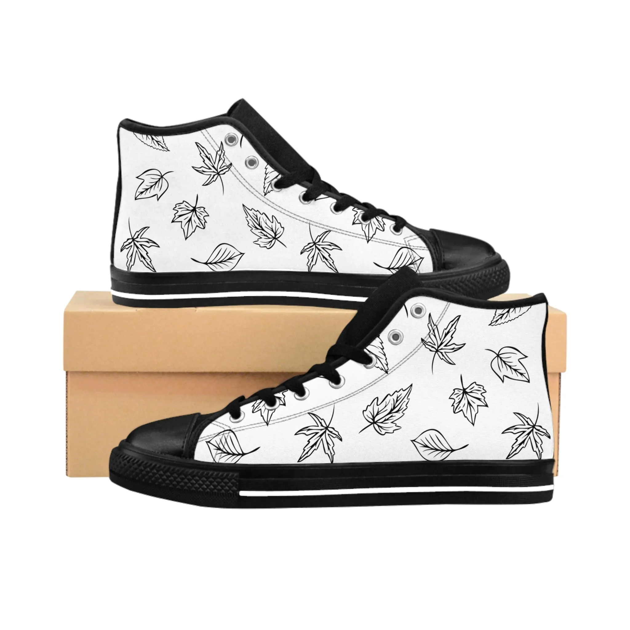 Black Leaves Women's Classic Sneakers