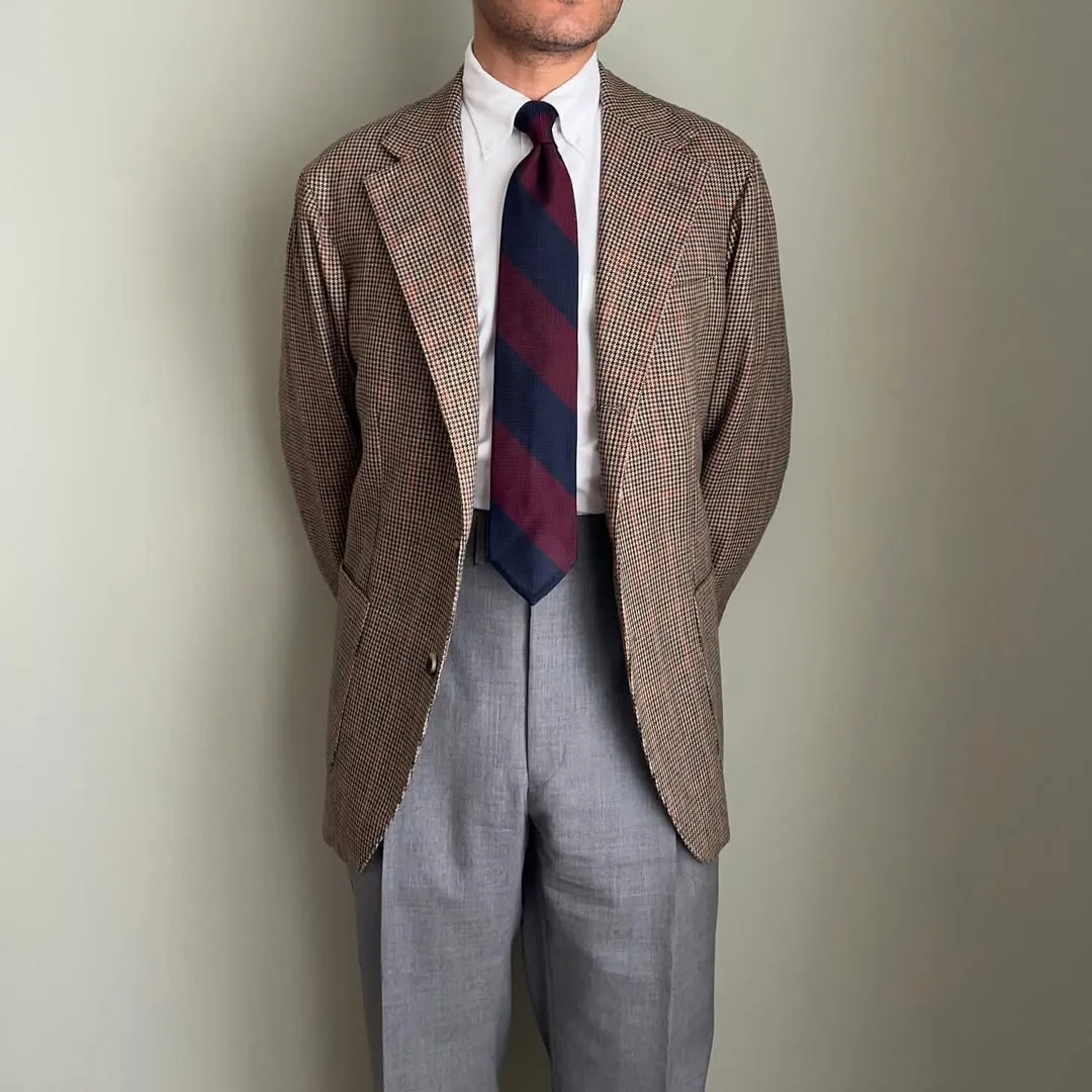 Block Stripe Grenadine / Garza Fina Silk Tie - Navy / Burgundy