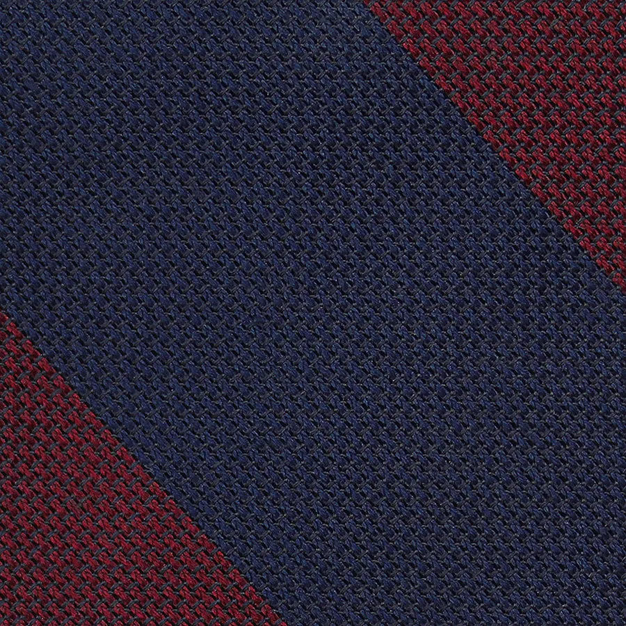 Block Stripe Grenadine / Garza Fina Silk Tie - Navy / Burgundy