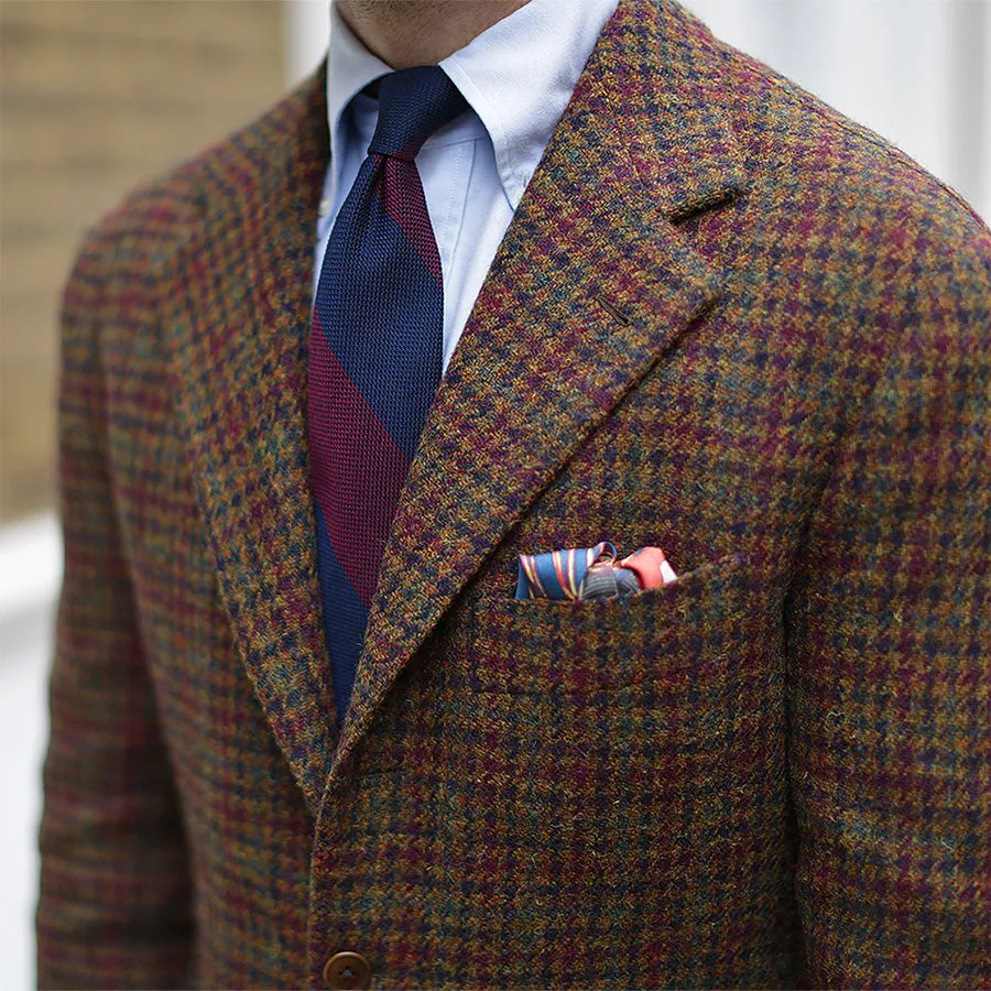 Block Stripe Grenadine / Garza Fina Silk Tie - Navy / Burgundy