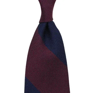Block Stripe Grenadine / Garza Fina Silk Tie - Navy / Burgundy