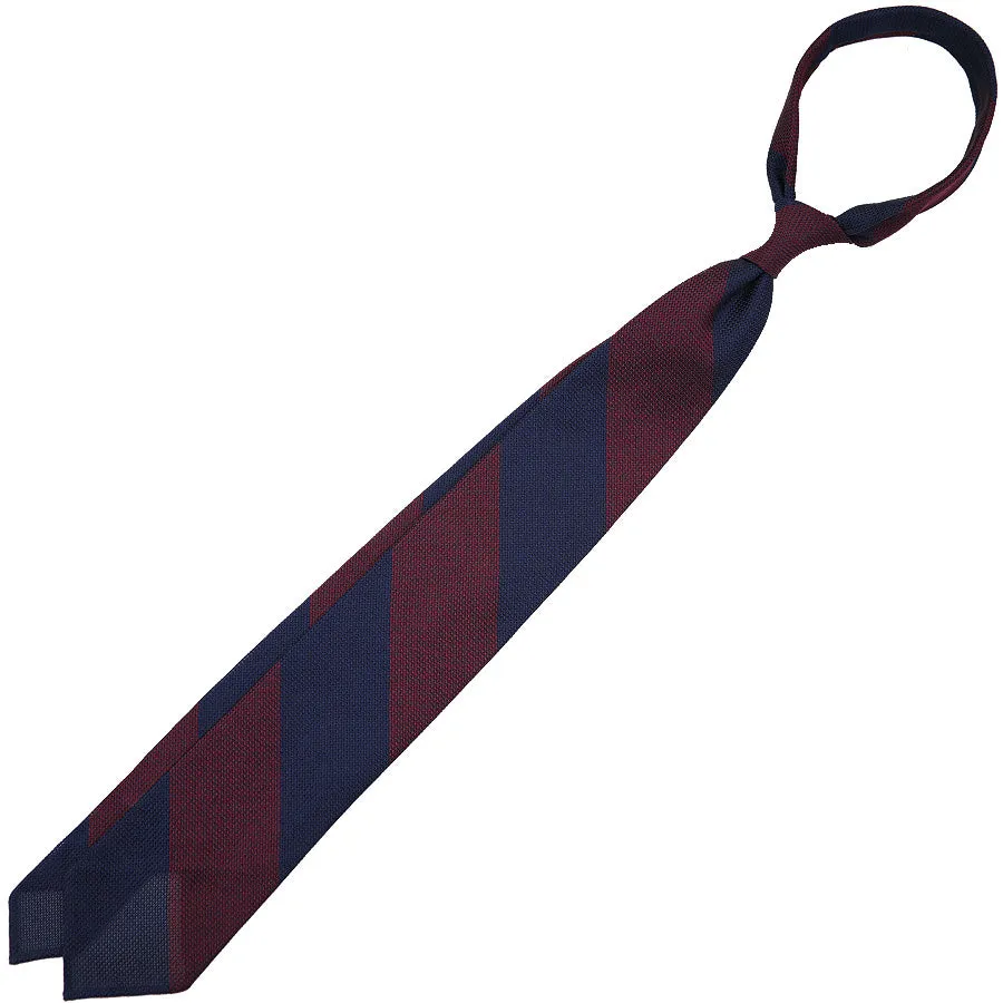 Block Stripe Grenadine / Garza Fina Silk Tie - Navy / Burgundy