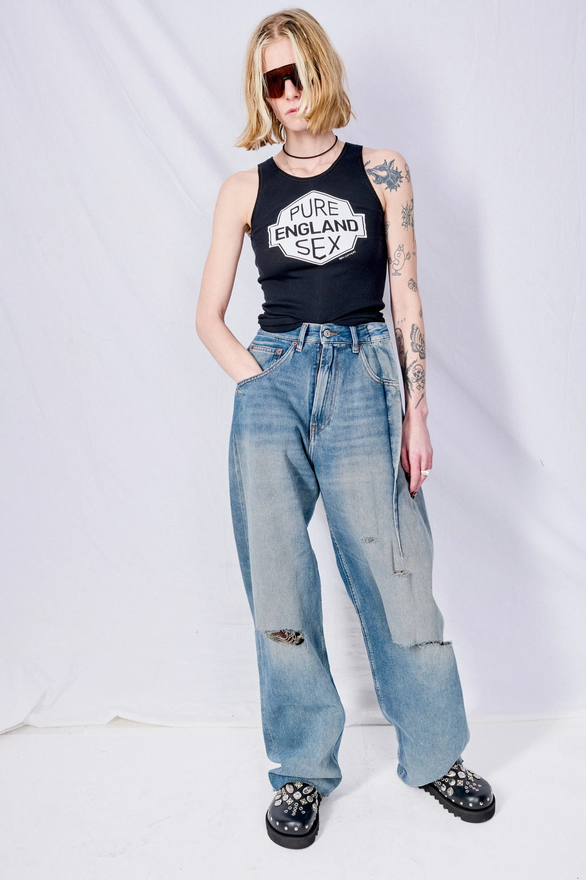 Blue Grey Aged Denim Jean
