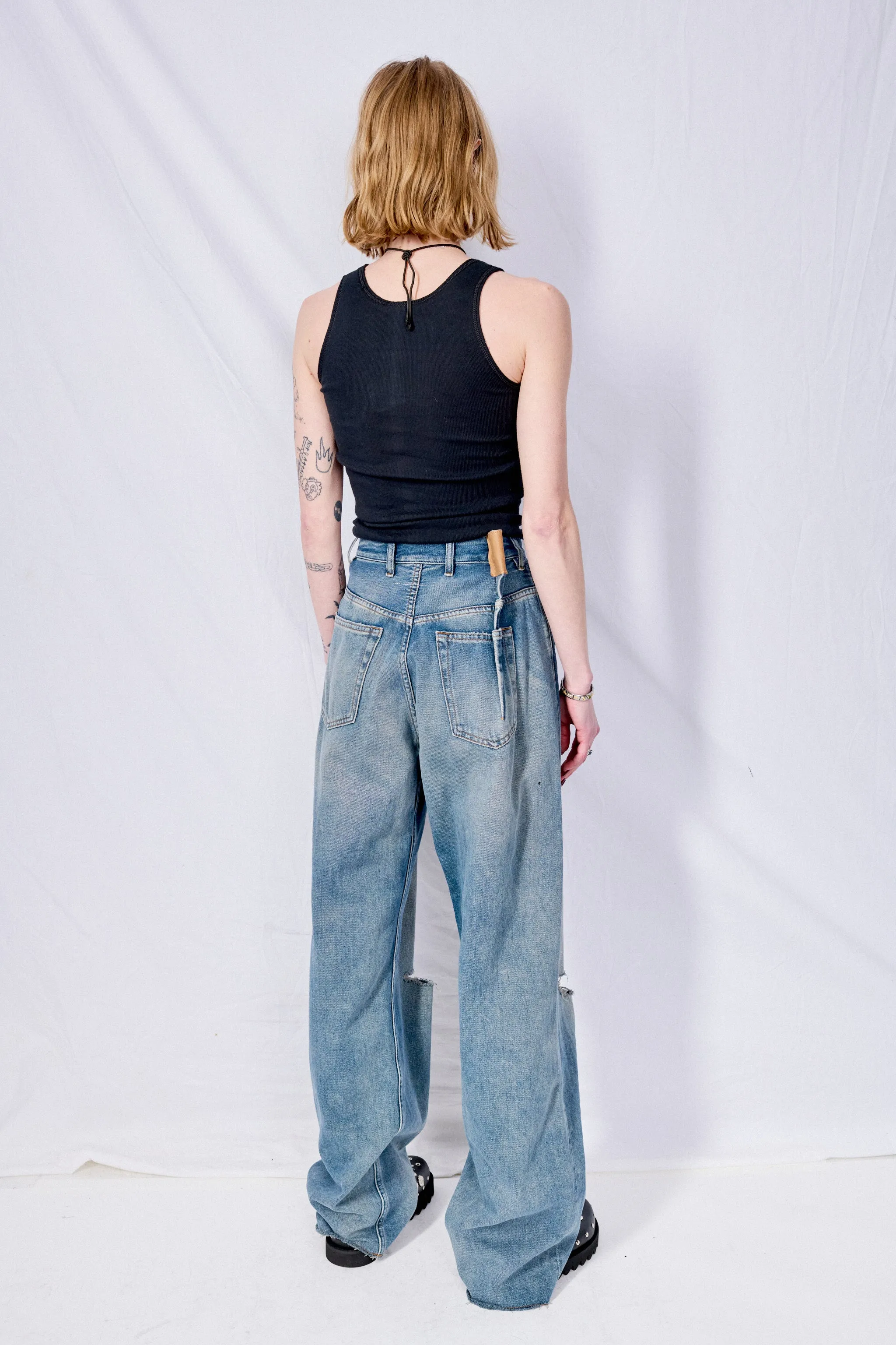 Blue Grey Aged Denim Jean