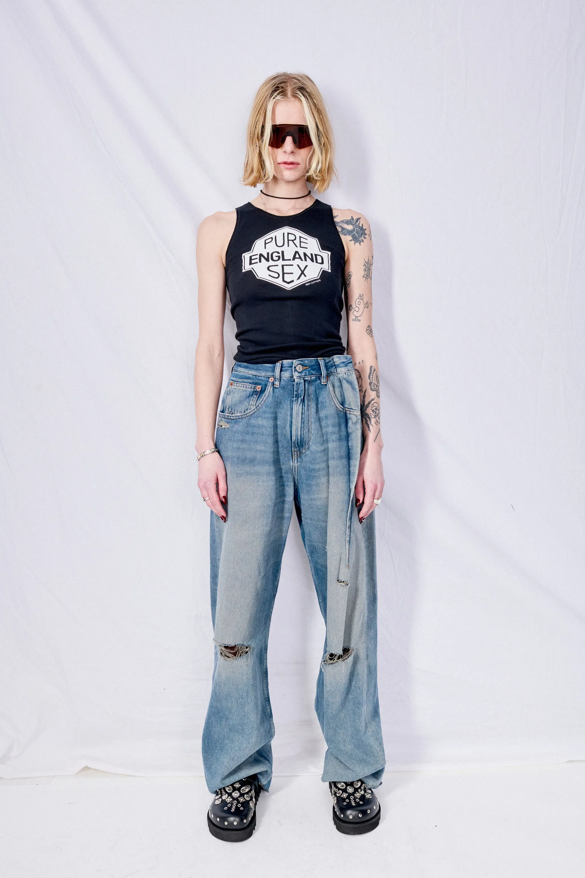Blue Grey Aged Denim Jean