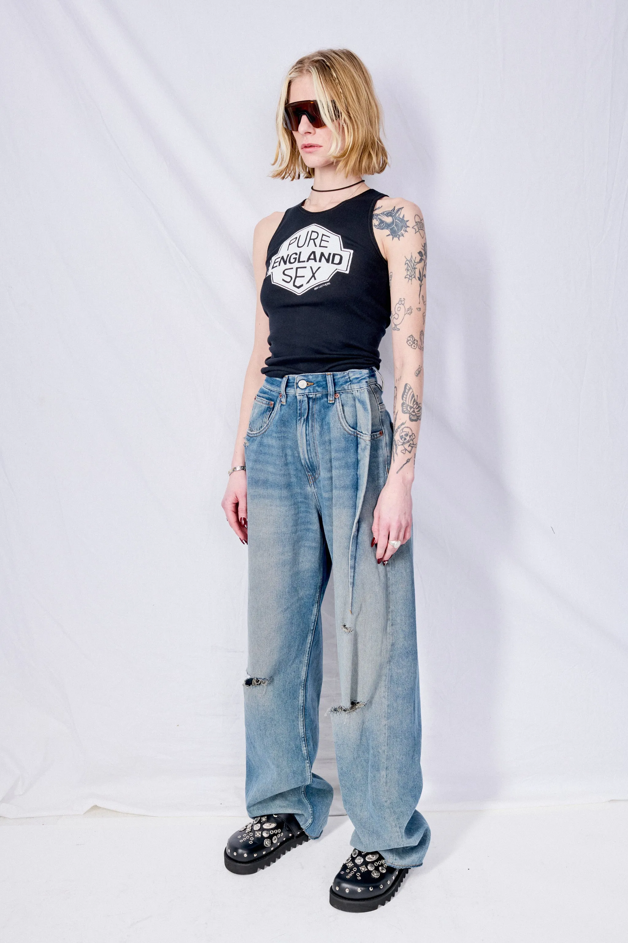 Blue Grey Aged Denim Jean