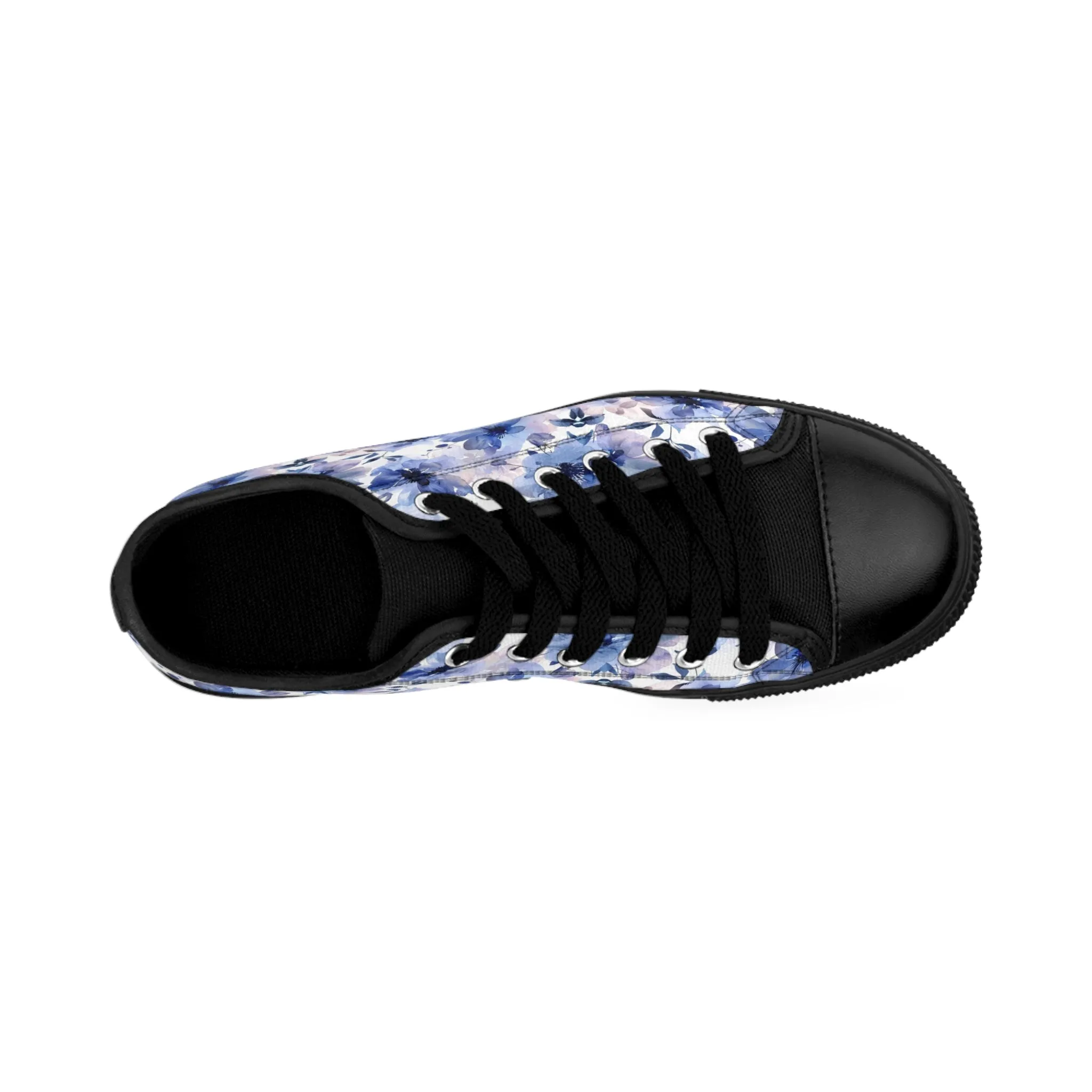 Blue Watercolor Flowers Women's Sneakers