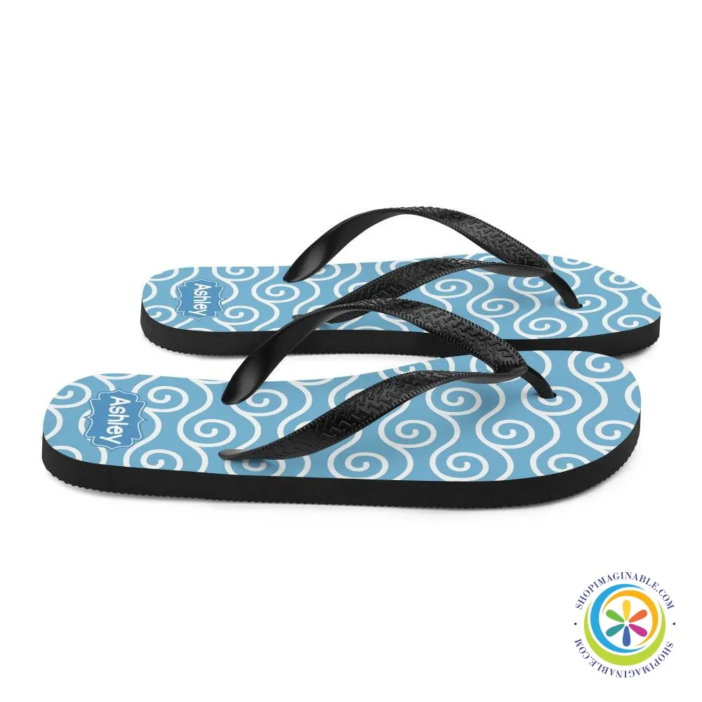 Blue Wave Personalized Flip-Flops