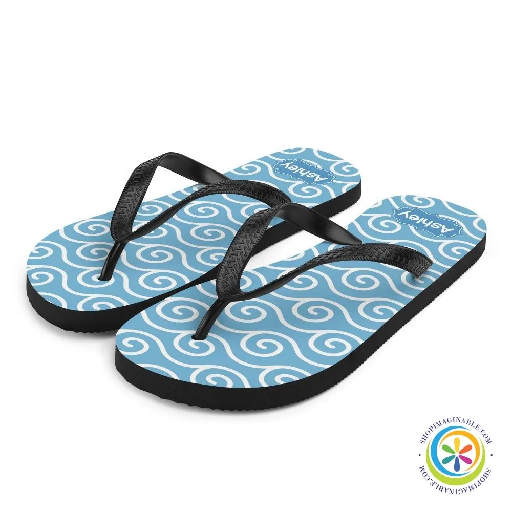 Blue Wave Personalized Flip-Flops