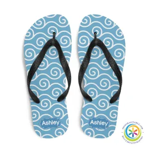 Blue Wave Personalized Flip-Flops