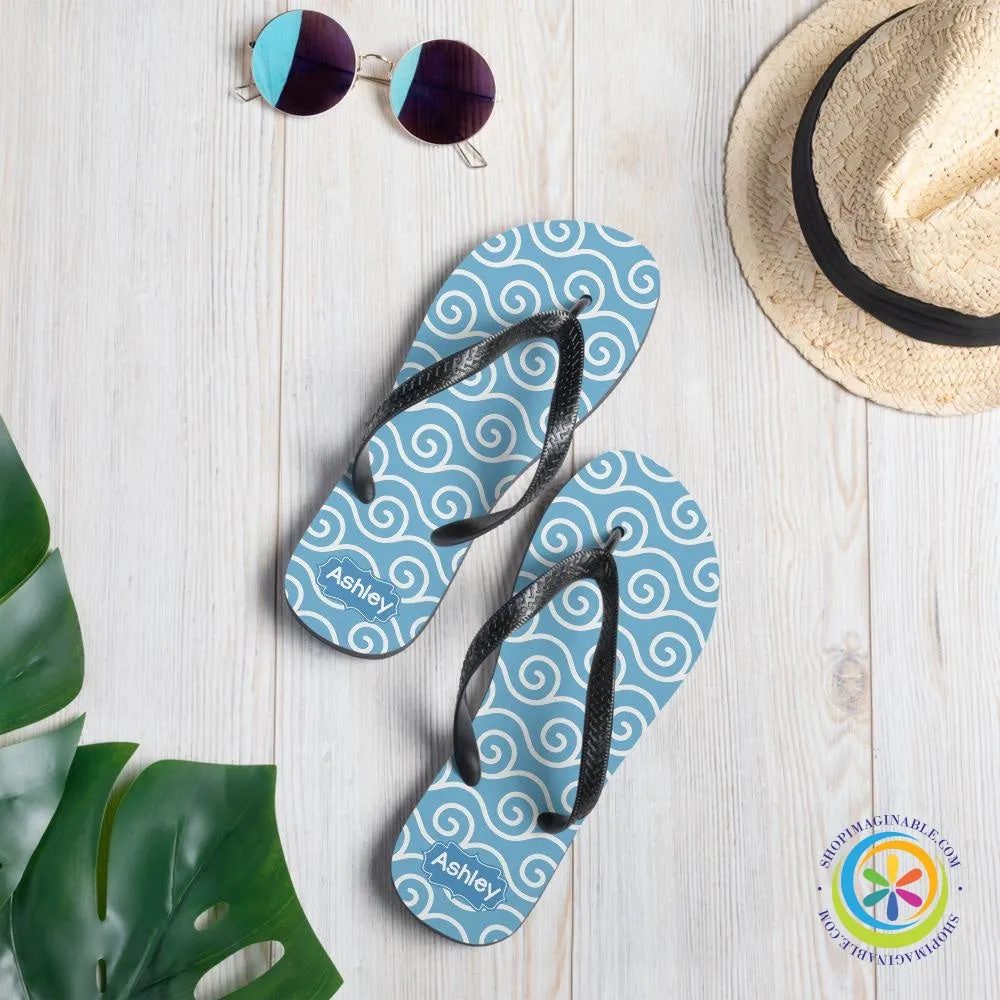 Blue Wave Personalized Flip-Flops