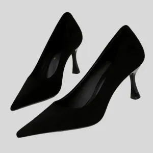 Chic Suede High Heels - Black