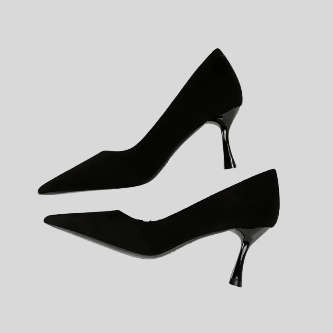 Chic Suede High Heels - Black