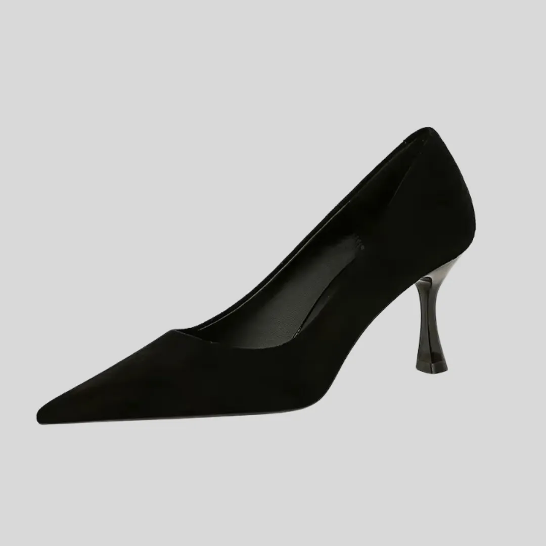 Chic Suede High Heels - Black
