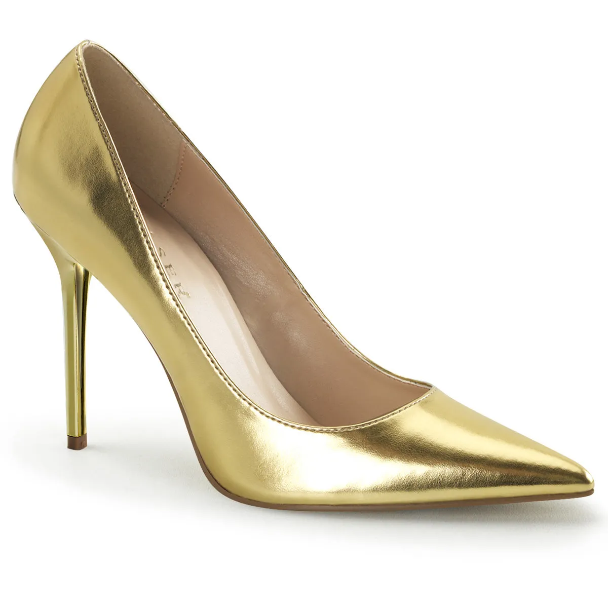 CLASSIQUE-20 Pleaser Gold Sexy Single Sole Shoes (Fetish Footwear)