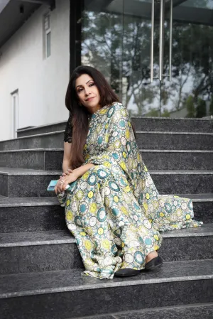 Clock Print Saree